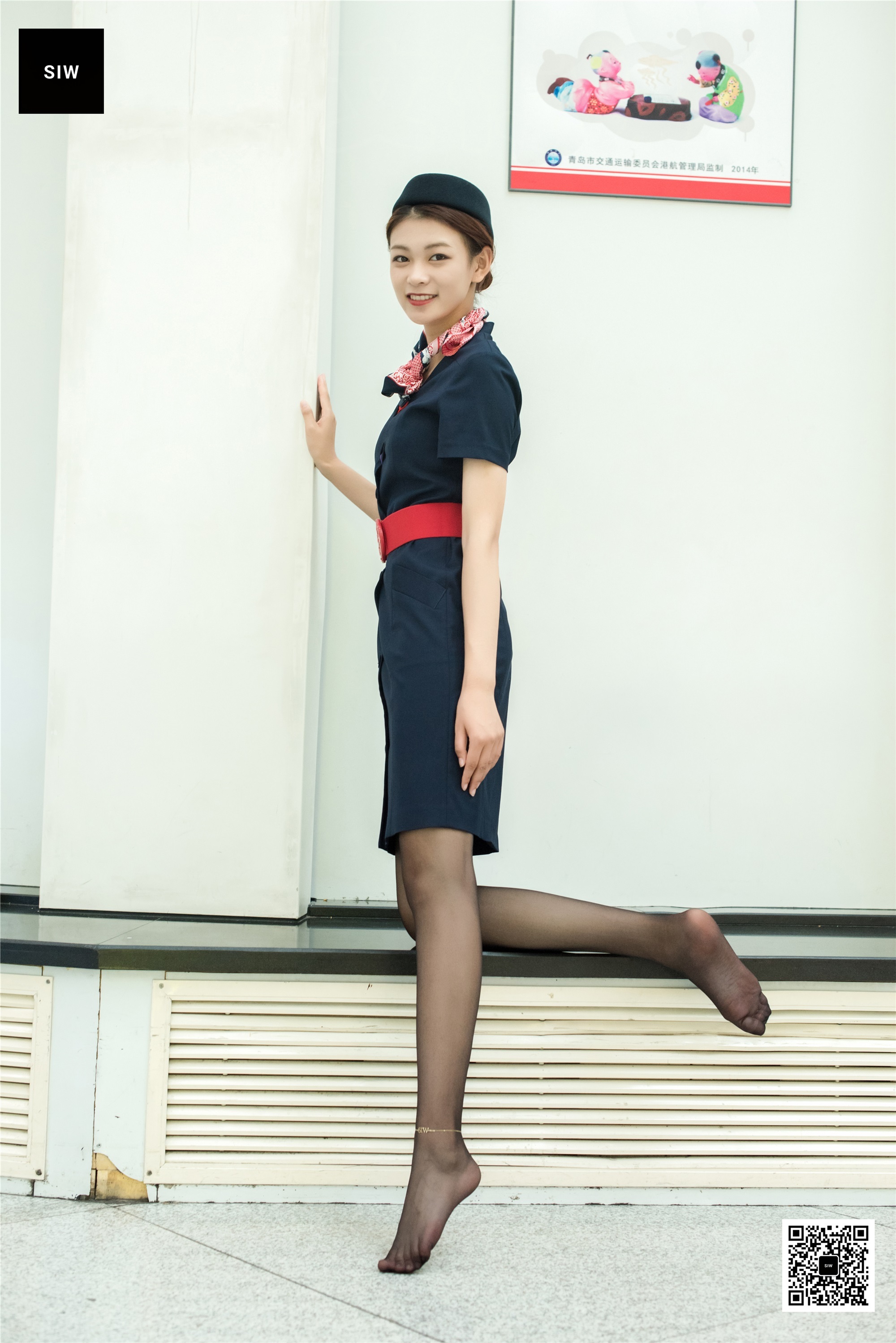 SIW Sven Media 044 autumn flight attendant uniform dress hat scarf - Jiahui